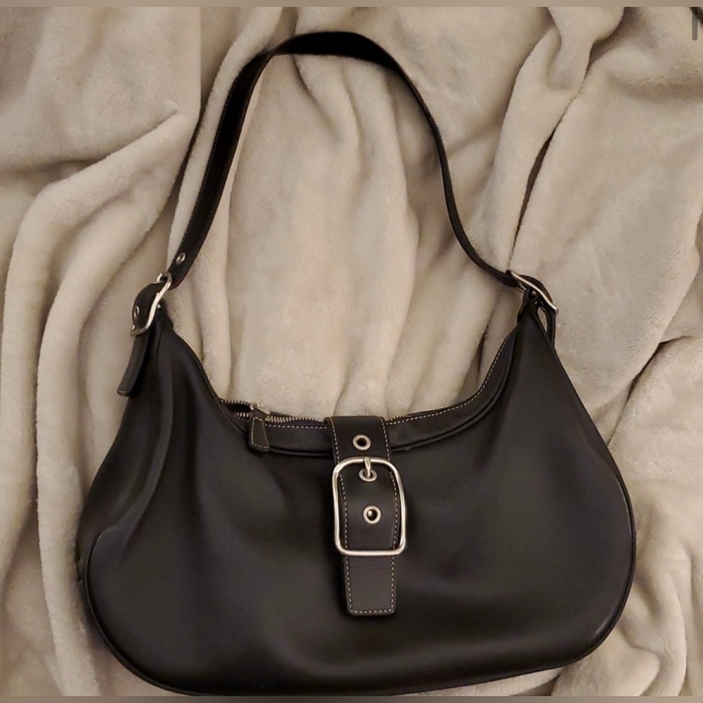 Coach Shoulder Bag Purse Black Leather